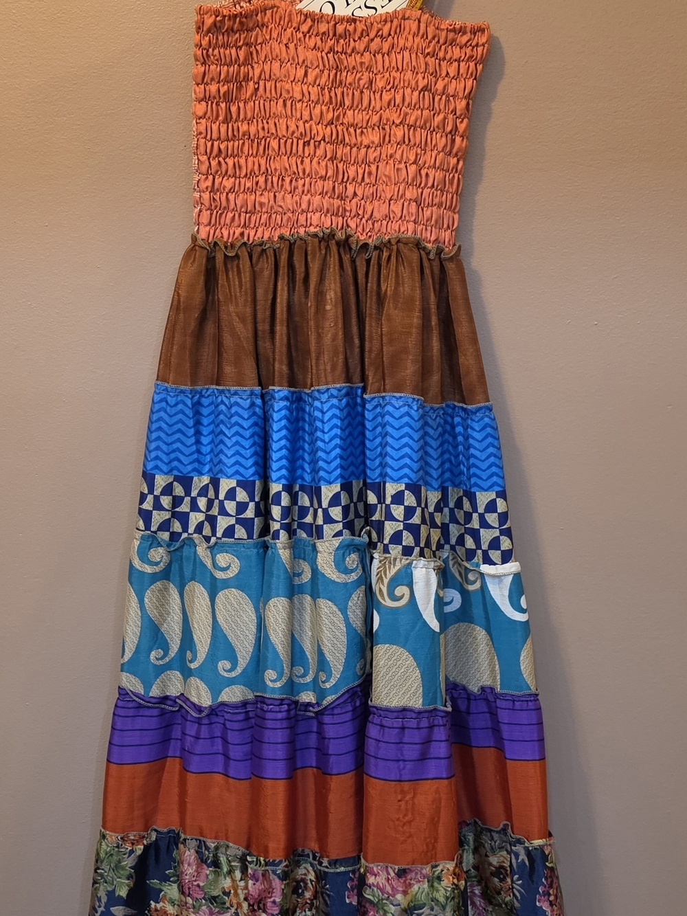 Maxi Tiered Patchwork Boho Dress